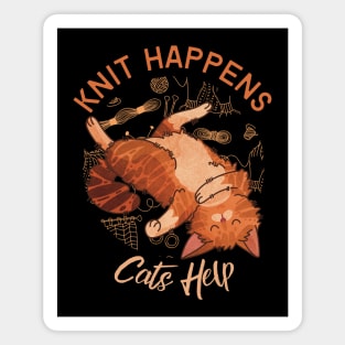 Knit Happens, Cats Help - Red Cat Magnet